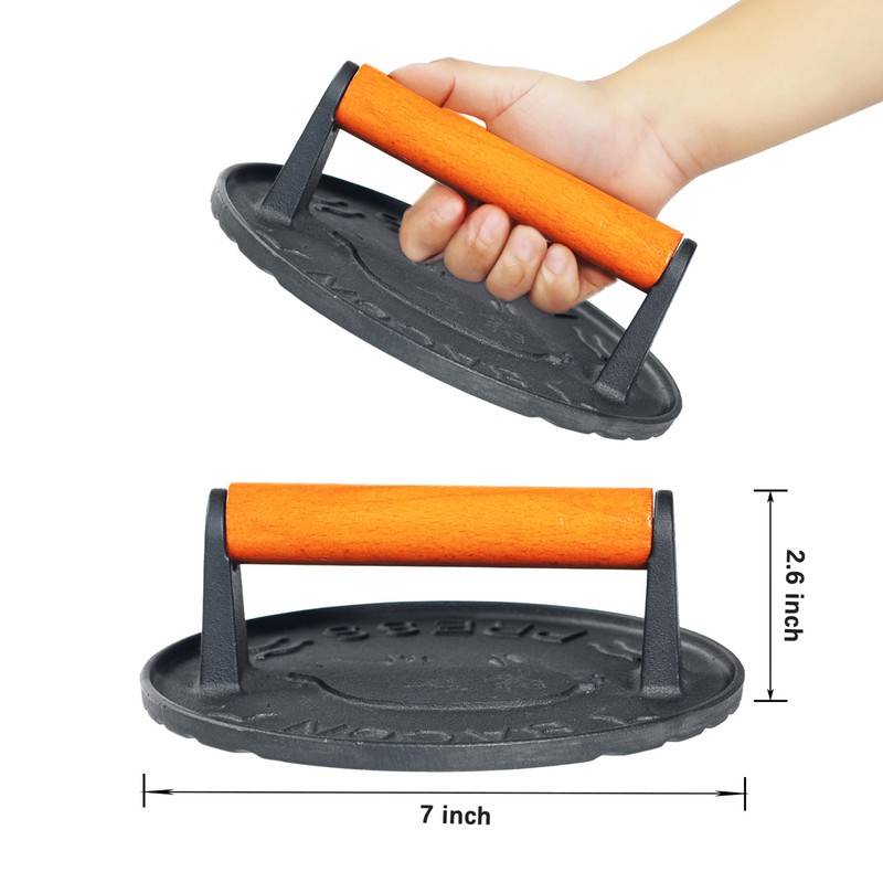 vivicreate 7 inch Burger Smasher,Patty Smasher,Hamburger Smasher Press,Griddle Press, Bacon