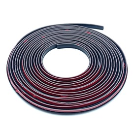 TIGRE BLANC Aero Molle T-Shape, General Purpose, Gap Filler, Double-Sided Tape, Door Edge Guard, Spoiler, Fender, PVC, 16.4 ft (5 m), Black