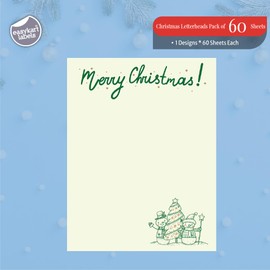 easykart labels Christmas Stationery Paper Letterhead Sheets 60 Pack Holiday Xmas Theme Design for Writing Letters Computer Office Notes & Printing Supplies Size 8.5" X 11"