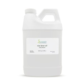 RICE BRAN OIL Cold Pressed Unrefined | 100% Natural Available in Bulk | Carrier for Essential Oils, Face, Skin, Hair Moisturizer, Soap Making | (64 OZ)