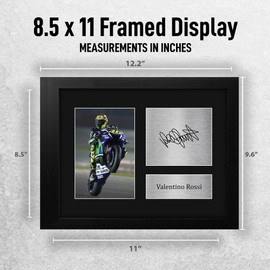 HWC Trading USL Framed Valentino Rossi Gifts Printed Signed Autograph Picture for MotoGP Racing Fans - US Letter Size
