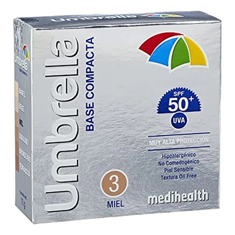 Umbrella Protector solar SPF50, Base Compacta tono Miel