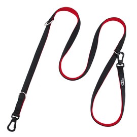 Snootiful Hound Secure Double Ended Dog Lead With Locking Clip Carabiners - Ideal Training Lead - Comfort Mesh Padding - Double Clip Leash - 220cm x 2.5cm (Red)