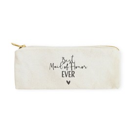 The Cotton & Canvas Co.Wedding Party Small Cosmetic Pouch, Bridal Party Gift and Travel Make Up Pouch, Best Maid of Honor Ever, Best Maid of Honor Ever