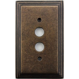 Classic Accents Deco Aged Antique Brass 1 Gang Push Button Light Switch Wall Plate