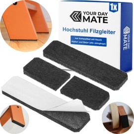 Felt Pads for Highchair, 1 Set, Compatible with HAUCK ALPHA+ and BETA+ Children's High Chair with Wheels, in Black, for Gluing, Felt Gliders Chair Leg Alpha Beta Plus, Baby Chair Floor Protector,