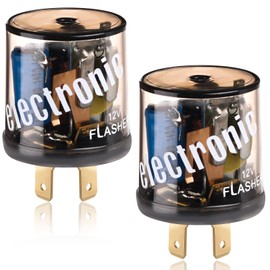 Reginary 2 Pcs 12V 2 Pin Electronic LED Flasher Relay LED Turn Signal Light Two Prong Round Heavy Duty 20 Amps Compatible Automobile Motorcycle Bike Fix Turn Signal Incandescent Bulbs Fast Flash