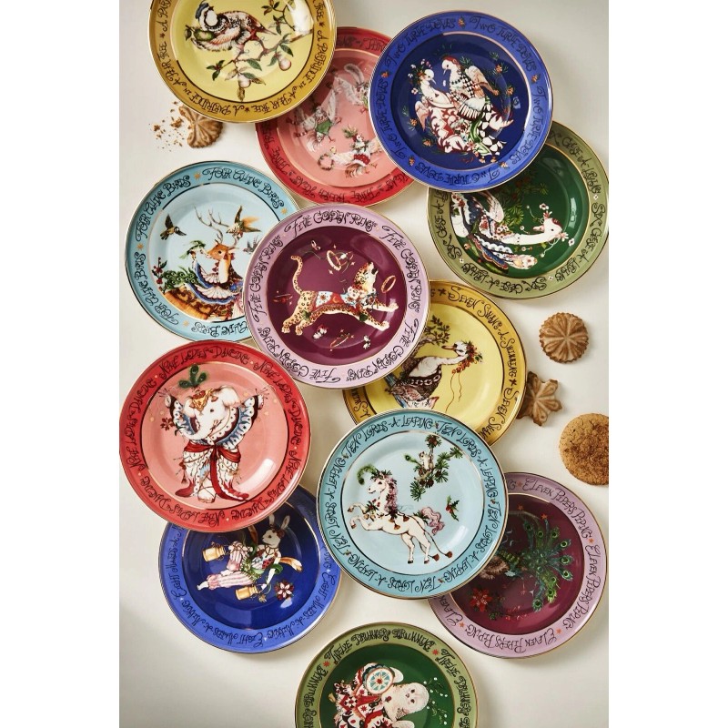 Anthropologie NEW ANTHROPOLOGIE 1 PLATE "12 DAYS" CHRISTMAS PHANNAPAST TAYCHAMAYTHAKO