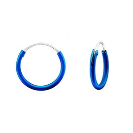 Blue Hoop Earrings 926 Sterling Silver