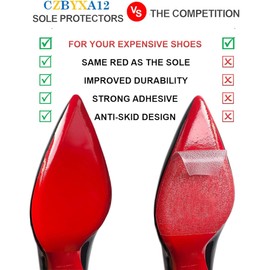 CZBYXA12 Red Bottom Shoe Sole Protector,Sole Guard - Non-Slip Shoe Pads | Compatible with Christian Louboutin Heels | Smooth Surface Traction | Scratch Prevention(6"x4.5" 8Pcs)