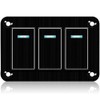 3 Gang Aluminum Rocker Switch Panel Waterproof Pre-Wired Blue Backlit