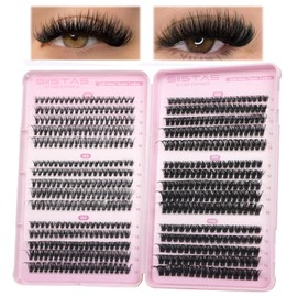 Cluster Eyelash Extensions 570pcs D Curl Thick Volume Lashes Individual Cluster Natural Looking 8-16MM Fluffy Russian Eyelashes Extensions Wispy Lash Clusters for DIY at Home(30+40+50+60+80+100)