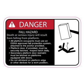 Generic (4) Bucket Boom Truck Danger Warning Fall Hazard Keep Clear Bucket Truck & Crane Truck Safety Decal Stickers, Red
