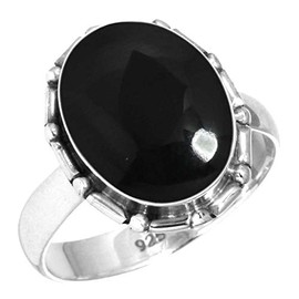 Jeweloporium 925 Silver Ring for Women Size T 1/2 Genuine Black Onyx Gemstone Costume Silver Ring Engagement Gift Vintage Jewelry