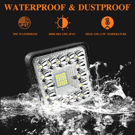 LikeSafe LED Tractor Work Light 4 Inch 123W 12V 24V Square Light Bars Spot Flood Off Road Lights Led Pods Driving Fog Light for Truck Trailer Vehicle Golf Car RV Boat, 2Pcs