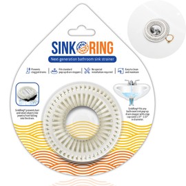 Bathroom Sink Hair Catcher for Pop-Up Drain – SinkRing 1.57" Precision Strainer for Bathroom Sink Drains | Clog-Free Hair Trap for Contacts, Earrings, Jewelry | No Suction or Screws – White