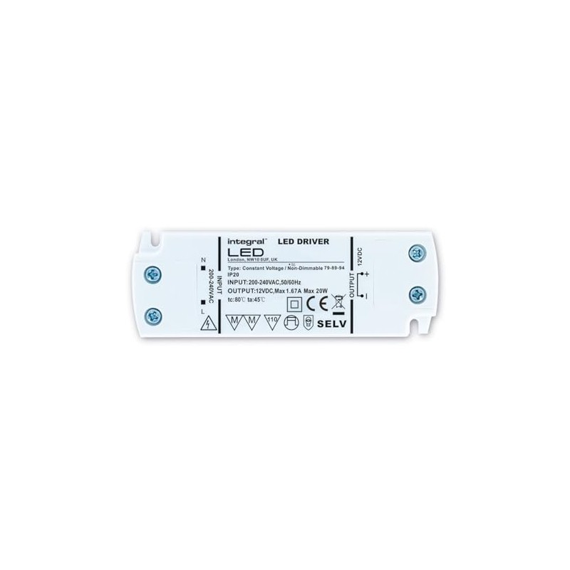 Integral ILDRCVA085 12v LED Driver 15w, screw terminals