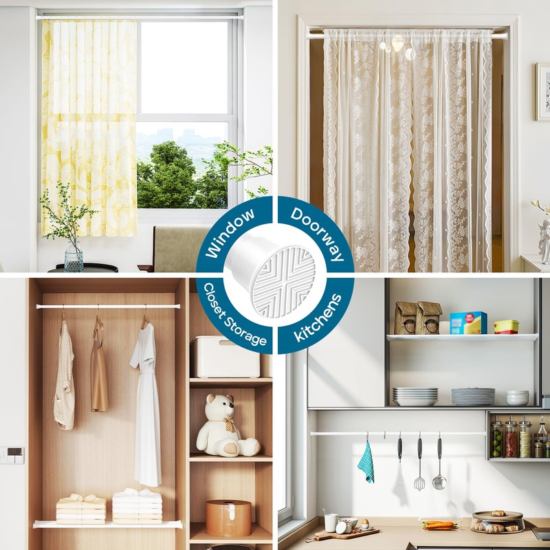 AIZESI 2 Pack Spring Tension Curtain Rod 23-46 Inch Adjustable