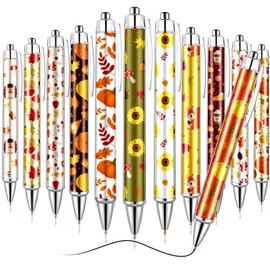 48 Pcs Thanksgiving Pens Bulk Fall Thanksgiving Party Favors -12 Style Writing Black Ink Smooth Maple Leaf Pumpkin Ballpoints for Harvest Autumn Gift Holiday Favors Office School Supplies