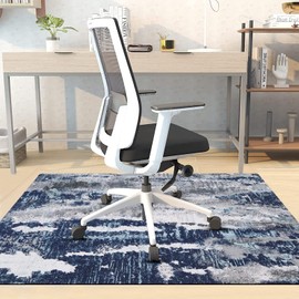 Bsmathom Office Chair Mat for Hardwood Floor, Computer Gaming Chair Mat for Rolling Chair, Large Anti-Slip Hard Floor Mat, Floor Protector for Home Office (Blue,48"x36")