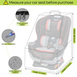 ZRRAJOY Padded Car Seat Travel Bag for Airplane, Heavy Duty Backpack for Air Travel, Water-Resistant Carrier with Shoulder Strap, Fits Most Car Seats (Grey+Black)