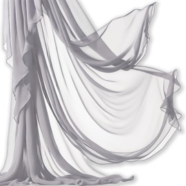 Barcelonetta | Chiffon Fabric | Decoration, Drapery Fabric | Wedding, Gender Reveal, Baby Shower, Birthday | for Arbor, Arch, Canopy, Table and Chair Decoration (Light Grey, 5 Yards)