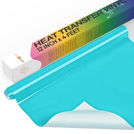 HTVRONT Heat Transfer Vinyl Roll -12" x 4FT Turquoise HTV Vinyl for T-Shirts, Turquoise Iron on Vinyl for All Cutting Machines - Easy to Cut & Weed for HTV Heat Transfer Vinyl Design (Turquoise)