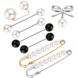 Jetec 8 Pieces Sweater Shawl Clips Scarf Collar Pin Faux Pearl Brooch Pins, Safety Pins for Women Girls Clothing Dress Pants Skirt Cardigan Collar(Elegent Style)