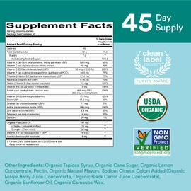 SmartyPants Organic Prenatal Vitamins for Women, Multivitamin Gummies: Biotin, Methylfolate, Omega 3 (ALA), Vitamin D3, C, Vitamin B12, B6, A, K2 & Zinc, Choline, Vegetarian, 180 Count (45 Day Supply)