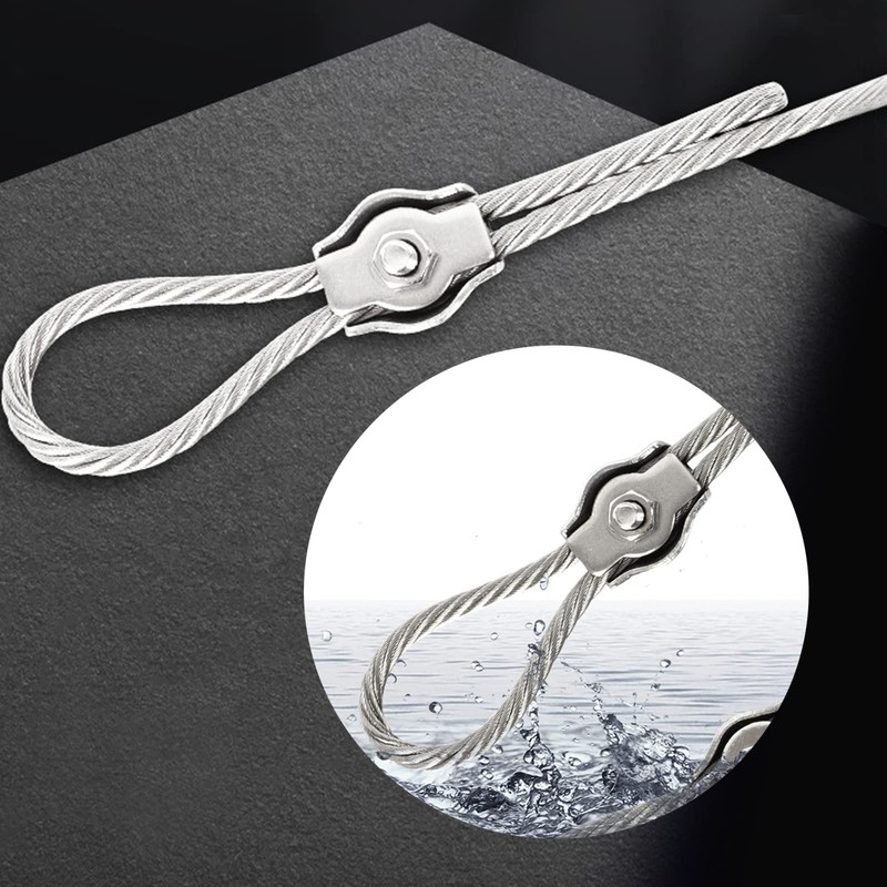 SyiXute 24 Pcs Simplex Clamps,M3 Wire Rope Clamp,Stainless Steel Single