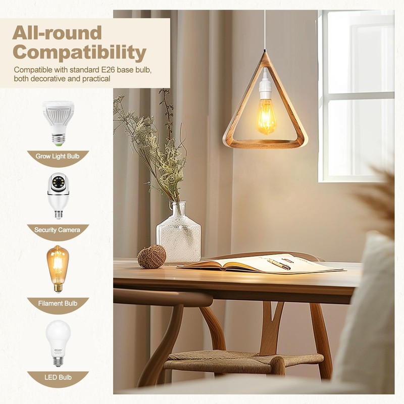 DiCUNO Hanging Lantern Extension Cord Cable, E26 Pendant Light Socket