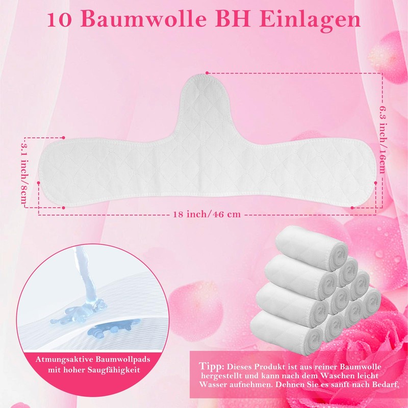 Nakutita Pack of 10 Bra Inserts, Sweating, Underbust Sweat Protection