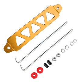 Battery Hold Down Bracket,Premium Aluminum Alloy Battery Tie Down Sets Provide Safe&Stable Driving Environment,Universal Car Battery Holder with 8" Stainless Steel J Bolts (Gold)