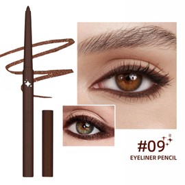 Brown Eyeliner Pencil,Highly Pigmented and Smooth Eyeliner Pencils, Waterproof Smudge Proof Long-Lasting Metallic Eye Liner,Precision Shine Pen for Mature Women Girls Eye Makeup #09