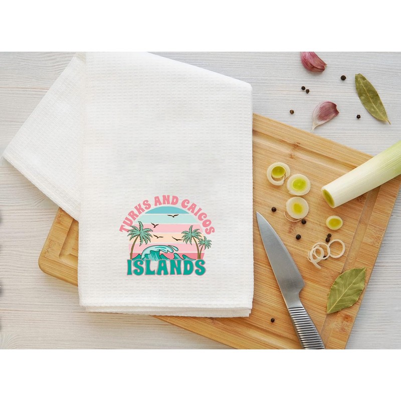 Turks and Caicos Kitchen Towel Tropical Trip Gift Beach Vacation