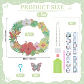PH PandaHall Diamond Art Painting Wreath DIY Hanging Diamond Art Pendant Kit Hanging Sign Diamond Art Painting Crystal Wreath Kits Weclome Home for Door Window Wall Decoration 18 x 19 cm
