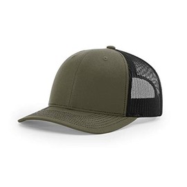 Richardson Unisex 112 Trucker Adjustable Snapback Baseball Cap, Split Loden/Black, One Size Fits Most