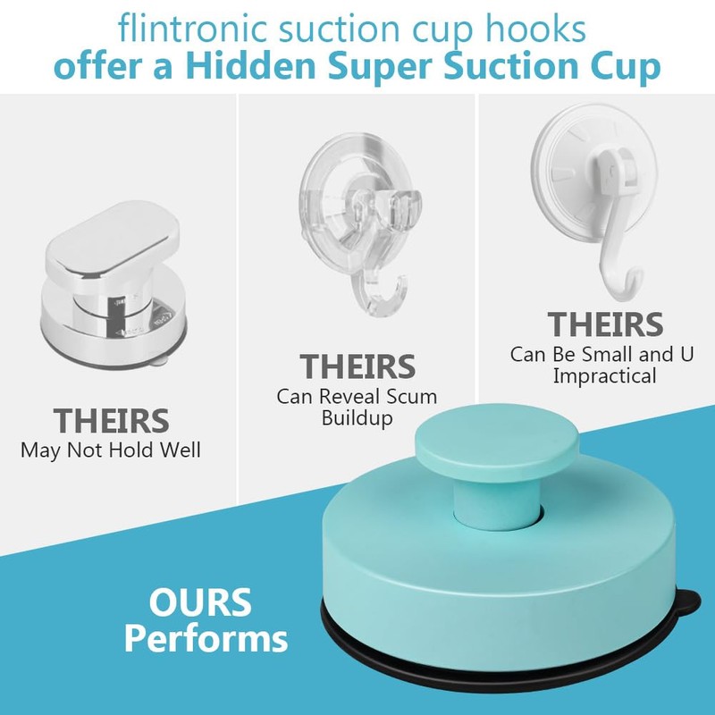 flintronic 2 Pcs Vacuum Suction Cup Hooks, Waterproof Reusable Heavy