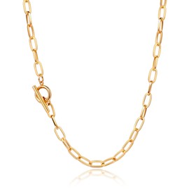 AILPIWE 18K Gold Plated Paperclip Chain Necklace for Women Dainty Gold Paperclip Link Chain Necklace for Women