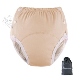 WEEOATAR Unisex Adult Cloth Diaper,Incontinence Cloth Diaper,Swim Nappie,Reusable,Washable and Adjustable with Snaps,Underwear for Seniors,Disability,Postpartum Waist: 22.0-35.4in(Orange,L)