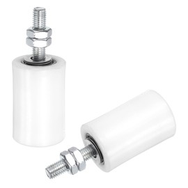 sourcing map 2Pcs Slide Gate Guide Roller,1-5/8" Dia x 2-3/8" Length Nylon Rollers Gate Support Assembly, Universal Sealed Ball Bearing Rolling Gate Guider for Sliding Door, White