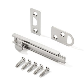 Khtumeware 4 Pack Satin Nickel Solid Brass Surface Bolt 3" Door Slide Bolt Latches for Top of Door Brushed Nickel Lock