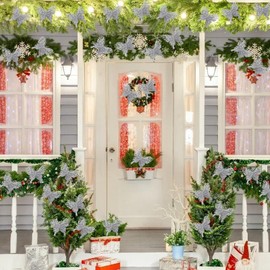 16 Pcs Christmas Tree Butterfly Decorations Christmas Silver Glitter Butterfly Ornament Xmas Hollow Butterfly Ornaments Hanging for Christmas Tree, Wreath, Garland Crafts Decoration