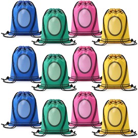 Aliceset 20 Pack Back to School Drawstring Gift Bags Bulk, 12x10 Inch Crayon Goodie Gift Backpack, Kindergarten Preschool Sacks for Kid End of The Year Birthday Party Favors Supplies