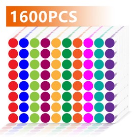 Dot Stickers - 1600PCS 3/4" Colored Round Coding Labels for Organization in Office, Classroom, Polka Circle Dot Label for Home Teaching Events, Garage Sales & More (1600)