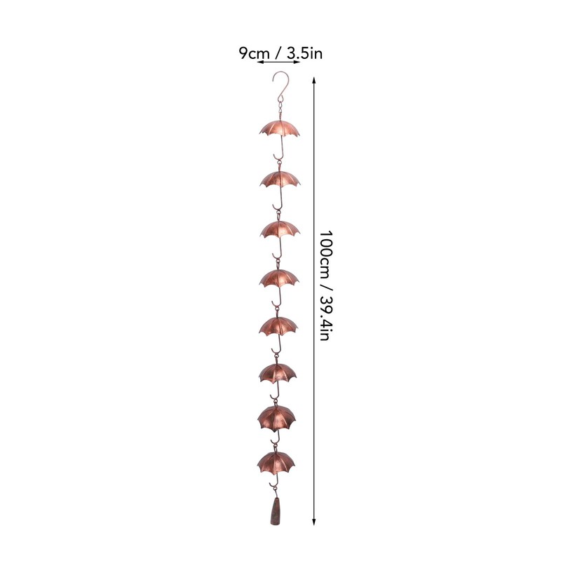 Umbrella Rain Chain Set, 3.28ft Copper Plated Rain Chain for
