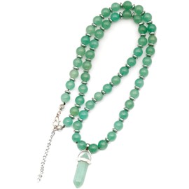 Natural Pointed Aventurine Pendant, Genuine Green Aventurine Beaded Necklace, Green Stone Necklace, Gemstone Necklace, 8mm Beads, Unique Jewelry, Healing Crystal Chakra Necklace, Clearing Necklace