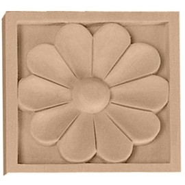 Ekena Millwork ROS03X03X01MECH Medium Medway Square Rosette, 3 1/2"W x 3 1/2"H x 3/4"P, Cherry