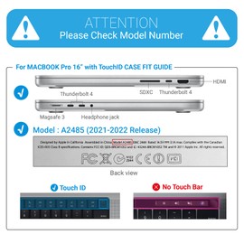 IBENZER Compatible with New MacBook Pro 16 Inch Case 2022 2021 M1 Pro Max A2485, Hard Shell Case with Keyboard Cover for Mac Pro 16 with Touch ID, Frost Clear,T16X-CL+1