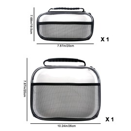 ASUNFO 2 Pcs Clear Hard Shell Zipper Case with Handle Portable Makeup Bags Travel Toiletry Bag with Mesh Pocket Zipper Storage Pouches for Organizing Storage Box Organizing Pouches 2 Size